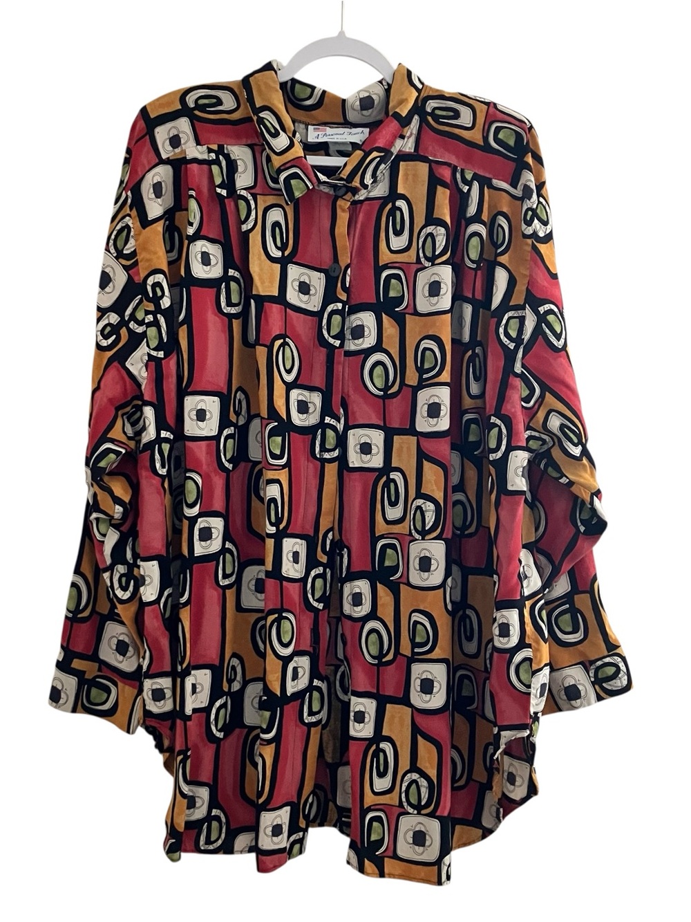 VTG-A Personal Touch Women’s  Abstract Geo Button-Down Shirt Made in 🇺🇸- Sz:5X